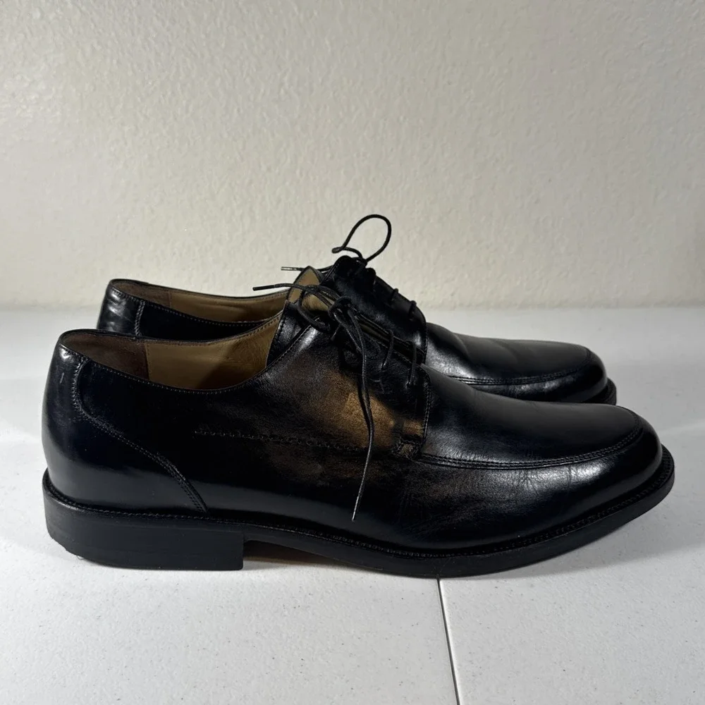 Johnston & Murphy XC4 Black Leather Dress Shoes Mens 13 M Bicycle Toe Italy 🇮🇹